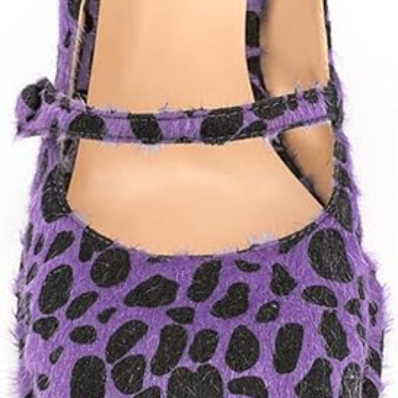 LEOPARD PRINT FAUX FUR CHUNKY PUMPS - Picture 3 of 4